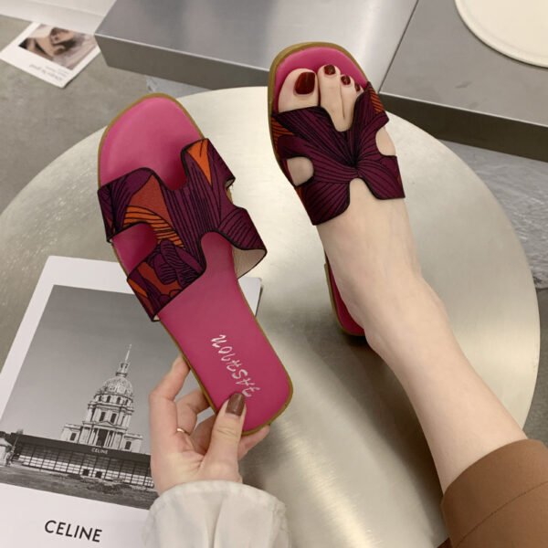 Colorful Ribbon Bow Flat Heel Slippers